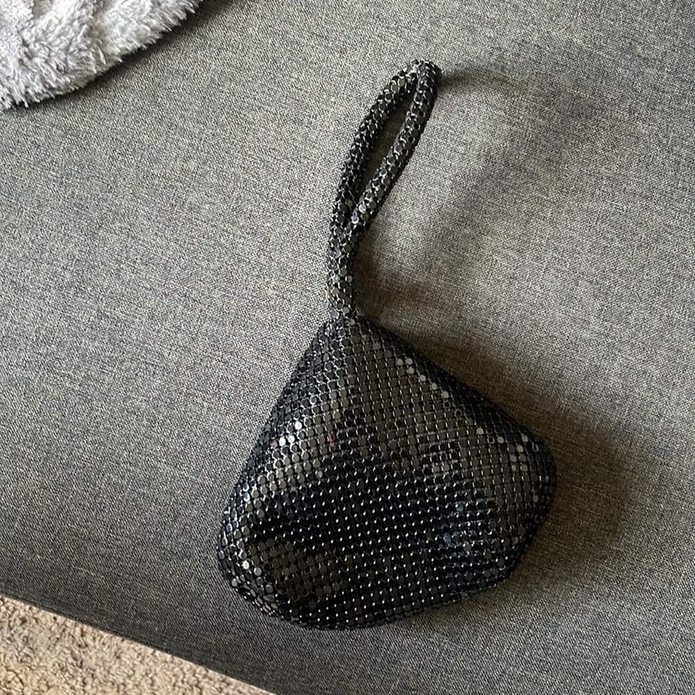 Black sequin, mini clutch bag with handle